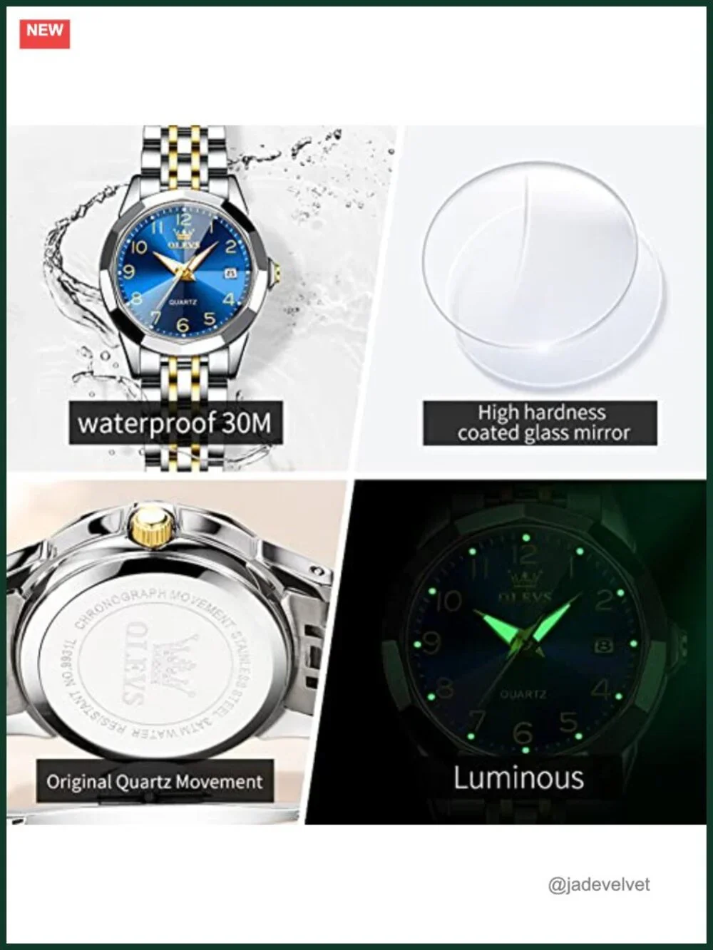Women's Dress Watch Analog Quartz Stainless Steel Waterproof Luminous Day Date